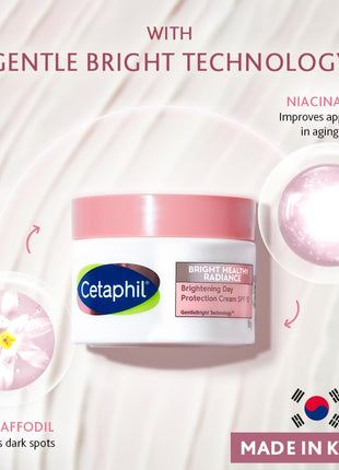 Cetaphil Brightening Day Protection Cream SPF 15-50 g| Day Cream for Dark Spots, Uneven Skin Tone| Niacinamide, Sea Daffodil| Fragrance-Free| 