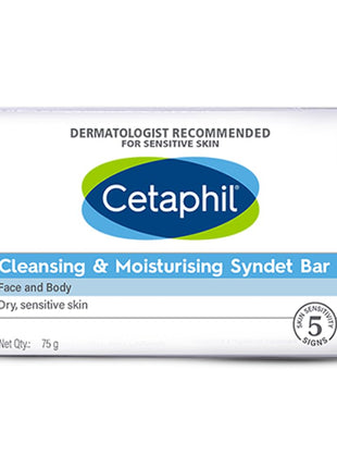 Cetaphil Cleansing and Moisturising Syndet Bar, Shea Butter,For Face & Body, Sensitive skin, 75g, Pack of 1 