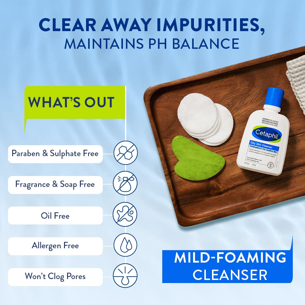 Cetaphil Oily Skin Cleanser , Daily Face Wash for Oily, Acne prone Skin , Gentle Foaming, 125ml 