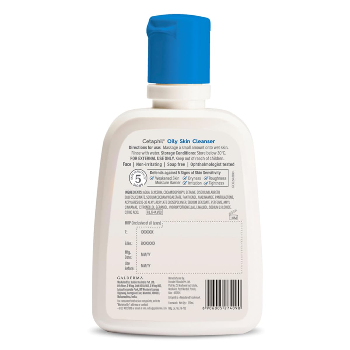 Cetaphil Oily Skin Cleanser , Daily Face Wash for Oily, Acne prone Skin , Gentle Foaming, 125ml 