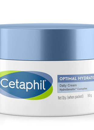 Cetaphil Optimal Hydration Daily Cream 50g | Lightweight Moisturizer & Fast Absorption | Hyaluronic Acid, Blue Daisy Extract, Niacinamide 