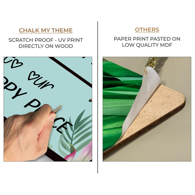 Chalk My Theme NEW LAUNCH Welcome To Our Happy Place Wooden Wall Art Wood Print For Home Décor-Pinewood- 