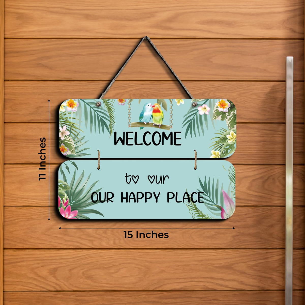 Chalk My Theme NEW LAUNCH Welcome To Our Happy Place Wooden Wall Art Wood Print For Home Décor-Pinewood- 