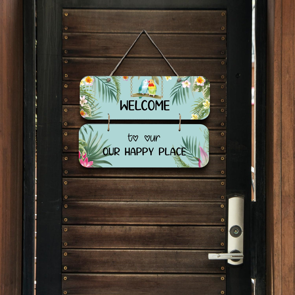 Chalk My Theme NEW LAUNCH Welcome To Our Happy Place Wooden Wall Art Wood Print For Home Décor-Pinewood- 
