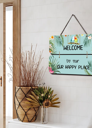 Chalk My Theme NEW LAUNCH Welcome To Our Happy Place Wooden Wall Art Wood Print For Home Décor-Pinewood- 