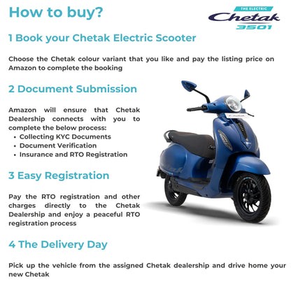 Chetak 3501 by Bajaj Auto High Speed Electric Scooter with charger - Indigo Metallic - Ex-Showroom 