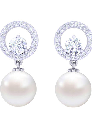 Clara 92.5 Sterling Silver Swiss Zirconia Pearl Earrings | Rakhi Rakshabandhan Gift for Sister Bhabhi |Gift for Women and Girls 
