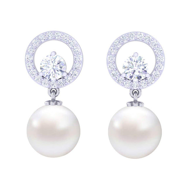 Clara 92.5 Sterling Silver Swiss Zirconia Pearl Earrings | Rakhi Rakshabandhan Gift for Sister Bhabhi |Gift for Women and Girls 