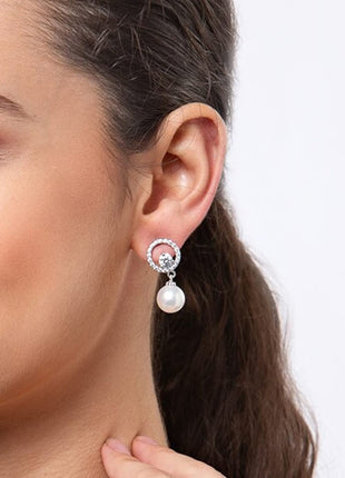 Clara 92.5 Sterling Silver Swiss Zirconia Pearl Earrings | Rakhi Rakshabandhan Gift for Sister Bhabhi |Gift for Women and Girls 