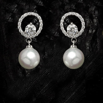 Clara 92.5 Sterling Silver Swiss Zirconia Pearl Earrings | Rakhi Rakshabandhan Gift for Sister Bhabhi |Gift for Women and Girls 