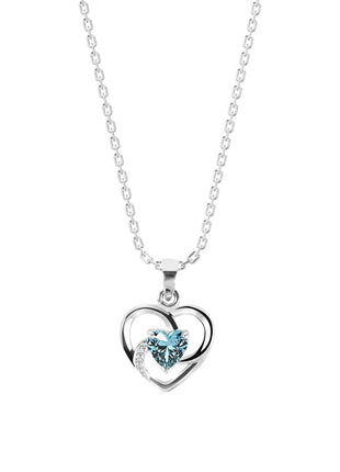 Clara 925 Sterling Silver Heart Pendant Chain Necklace | Rhodium Plated, Swiss Zirconia | Gift for Women and Girls 