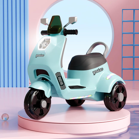 Cockatoo 3E-Cruise Wizard Rechargeable Electric Kids Bike,Kids Scooter Bike for 2-8 Yrs Girls&Boys Powered by 6V & 4.5 AH Battery for 4.5Hr-6Hr Ride with Aux,Bluetooth & Inbuilt Music-Blue 