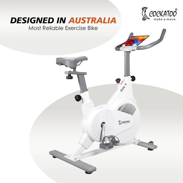 Cockatoo Ride-X 7Kg Fly Wheel Spin Bike, Exercise Cycle For Home With Adjustable Resistance & Heart Rate Sensor for Gym Cycle For Home Workout|Max Weight Capacity: 120 kg (White) 