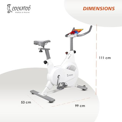 Cockatoo Ride-X 7Kg Fly Wheel Spin Bike, Exercise Cycle For Home With Adjustable Resistance & Heart Rate Sensor for Gym Cycle For Home Workout|Max Weight Capacity: 120 kg (White) 