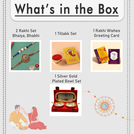 Collectible India Rakhi & Gift Set for Brother [Gift Combo - Peacock Rakhi with 2 Bowl with Velvet Box,& Greeting Card, Rakhis for Men Boy 