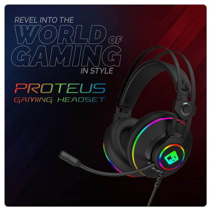 Cosmic Byte Proteus Headset Dual Input USB and 3.5mm, 7.1 Surround Sound, RGB LED, ENC Microphone, Memory Foam Earcushions, Windows Software (Black) 