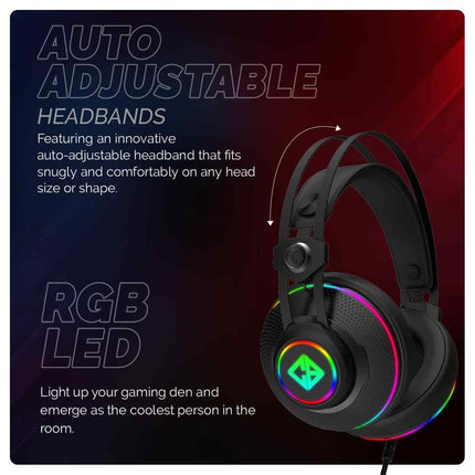 Cosmic Byte Proteus Headset Dual Input USB and 3.5mm, 7.1 Surround Sound, RGB LED, ENC Microphone, Memory Foam Earcushions, Windows Software (Black) 