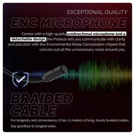 Cosmic Byte Proteus Headset Dual Input USB and 3.5mm, 7.1 Surround Sound, RGB LED, ENC Microphone, Memory Foam Earcushions, Windows Software (Black) 