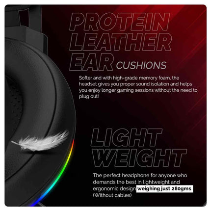 Cosmic Byte Proteus Headset Dual Input USB and 3.5mm, 7.1 Surround Sound, RGB LED, ENC Microphone, Memory Foam Earcushions, Windows Software (Black) 