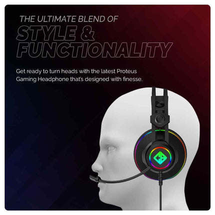 Cosmic Byte Proteus Headset Dual Input USB and 3.5mm, 7.1 Surround Sound, RGB LED, ENC Microphone, Memory Foam Earcushions, Windows Software (Black) 