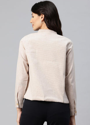 Cottinfab Women Beige Lightweight Open Front Casual Blazer 