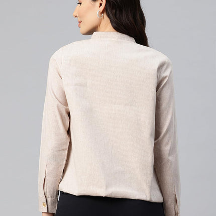 Cottinfab Women Beige Lightweight Open Front Casual Blazer 