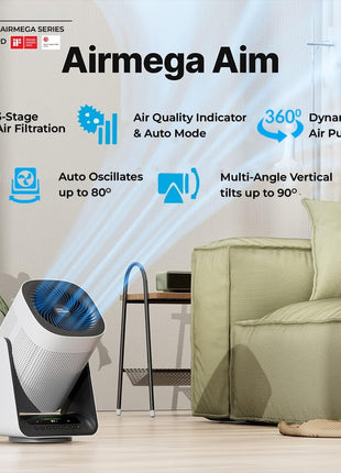 Coway Airmega AIM (AP-0623B) Air Purifier For Home, Cleans Upto 355 Sq.Ft, Longest Filter Life 8500Hrs (Approx. 1.5-2 Yrs), Kills Virus & PM 0.01 With 99.999% Efficiency, 7Yrs Motor Warranty, White 