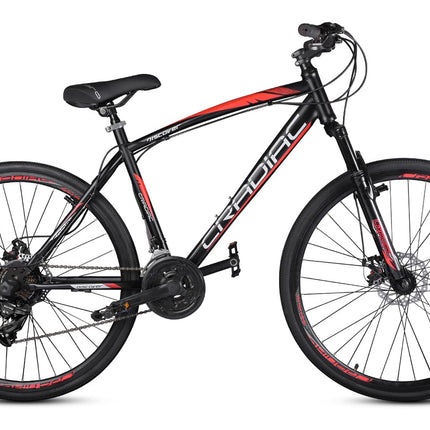 Cradiac Discover PRO 21 Speed Steel High Performance Gear Hybrid Cycles for Men with Front Suspension & Disc Brakes | Ideal for 15+ Years, Unisex, Frame Size : 18.5 Inch | 700 * 35C Tires 