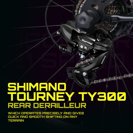 Cradiac Discover PRO 21 Speed Steel High Performance Gear Hybrid Cycles for Men with Front Suspension & Disc Brakes | Ideal for 15+ Years, Unisex, Frame Size : 18.5 Inch | 700 * 35C Tires 