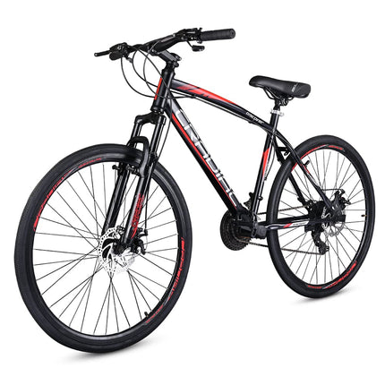 Cradiac Discover PRO 21 Speed Steel High Performance Gear Hybrid Cycles for Men with Front Suspension & Disc Brakes | Ideal for 15+ Years, Unisex, Frame Size : 18.5 Inch | 700 * 35C Tires 