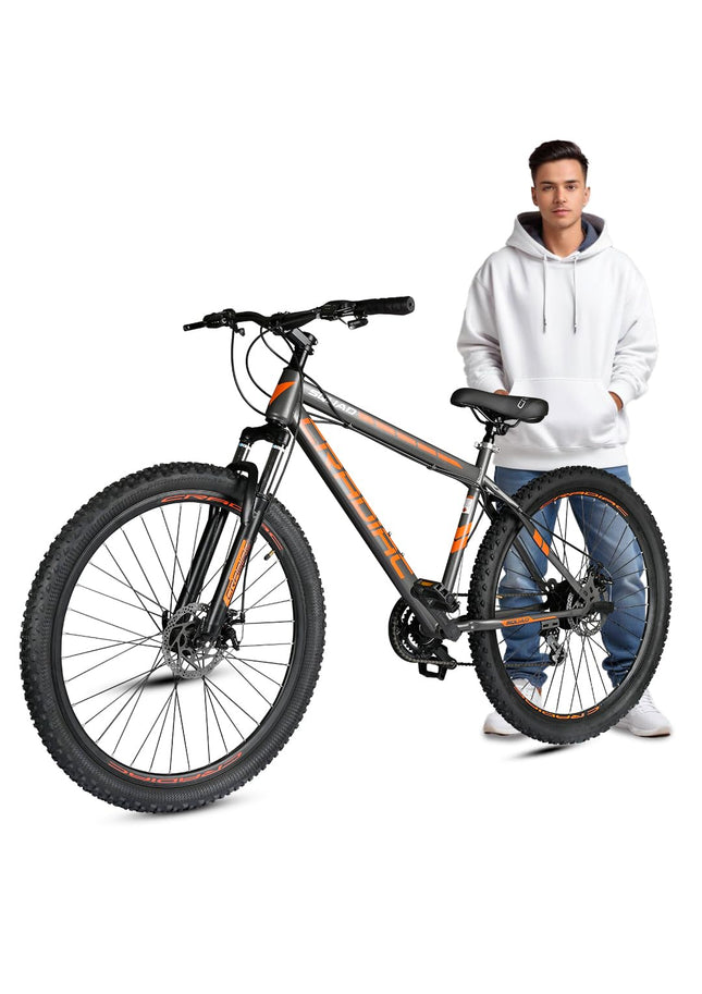 Cradiac Squad 21 Speed High Performance Steel Mountain Cycles for Men with Front Suspension & Dual Disc Brake 21 Geared MTB Bike 29 T | Ideal for 15+ Years, Unisex, Frame Size : 18.5 inch 