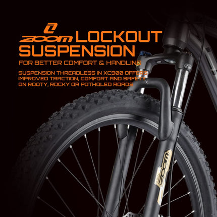 Cradiac XC 900 24 Speed 6061 Alloy Cycle 27.5 T 24 Geared Bicycle for Men with Front Zoom Lockout Suspension & Dual Disc Brake Mountain Bike | Ideal for 14+ Years, Unisex, Frame Size : 18 Inch, Grey 