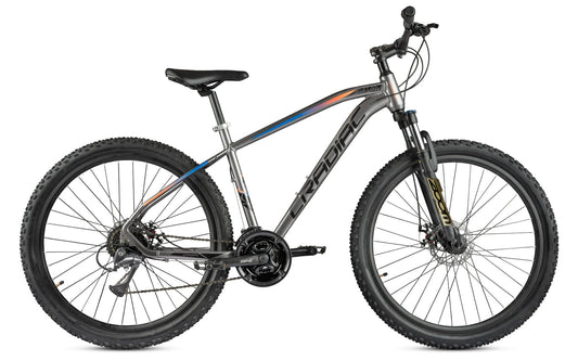 Cradiac XC 900 24 Speed 6061 Alloy Cycle 27.5 T 24 Geared Bicycle for Men with Front Zoom Lockout Suspension & Dual Disc Brake Mountain Bike | Ideal for 14+ Years, Unisex, Frame Size : 18 Inch, Grey 