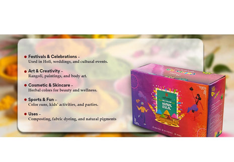 CraftVatika Natural Holi Color Gulal Rang | 480g - 6 Shades × 80g Gulal Organic Holi Colours | Eco Friendly Holi Color Non Toxic Holi for Family, Skin Safe Colors Pack of 6 Multicolor 