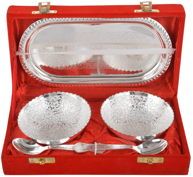 Crafts King German Silver Bowl Set With Awesome Gifts Box -Capsul 5 Pieces, 0.8 Kg, 500 Milliliters - 500 Ml 