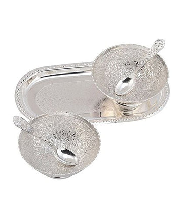 Crafts King German Silver Bowl Set With Awesome Gifts Box -Capsul 5 Pieces, 0.8 Kg, 500 Milliliters - 500 Ml 