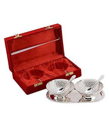 Crafts King German Silver Bowl Set With Awesome Gifts Box -Capsul 5 Pieces, 0.8 Kg, 500 Milliliters - 500 Ml 