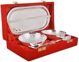 Crafts King German Silver Bowl Set With Awesome Gifts Box -Capsul 5 Pieces, 0.8 Kg, 500 Milliliters - 500 Ml 