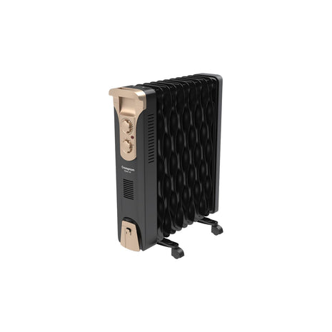 Crompton 09 Fin Insta Ferver wave Fin OFR (Oil Filled Radiator)|Room Heater|2400 W|3 Heat Settings & PTC Fan Heater|Over heat & Tilt protection |360° Heating (Black)|2yrs warranty|Black & Copper 
