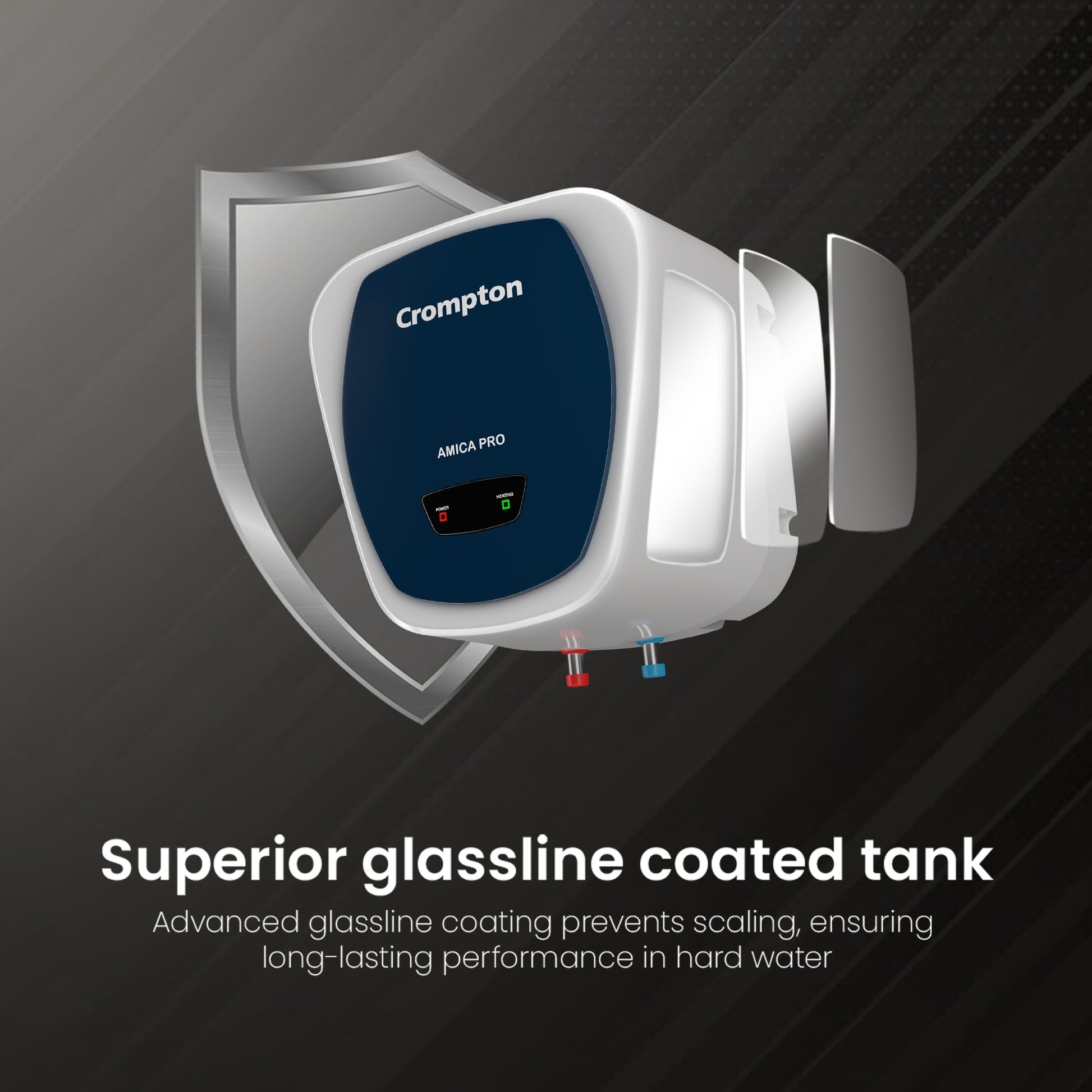 Crompton Amica Pro 15-L, 5 Star Rated Storage Water Heater with Superior Glassline Coated Tank, Powerful 2000W Heating Element, Rust Proof Plastic Body and Advanced 3 Level Safety (White and Blue) 