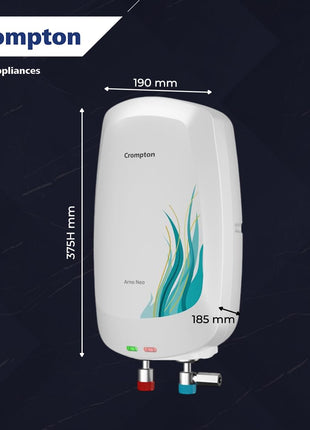 Crompton Arno Neo 3 Litres instant water heater (Geyser) with 3 Level Advance Safety and Food grade technology|Rust proof Body | 5 years tank warranty | 2 years element warranty 