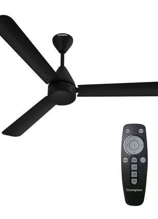 Crompton Energion Hyperjet 1200mm BLDC Ceiling Fan | Point Anywhere Remote Control | BEE 5 Star Rated Energy Efficient | Superior Air Delivery | Anti-Rust | 2 Year Manufacturer Warranty | Matte Black 