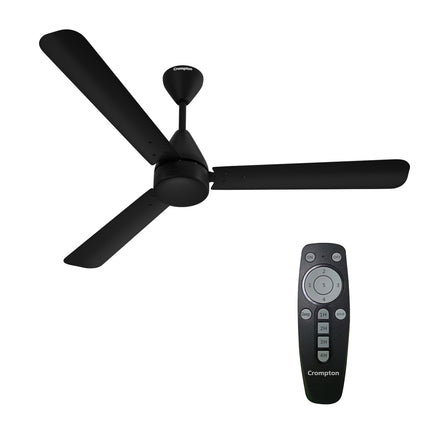Crompton Energion Hyperjet 1200mm BLDC Ceiling Fan | Point Anywhere Remote Control | BEE 5 Star Rated Energy Efficient | Superior Air Delivery | Anti-Rust | 2 Year Manufacturer Warranty | Matte Black 