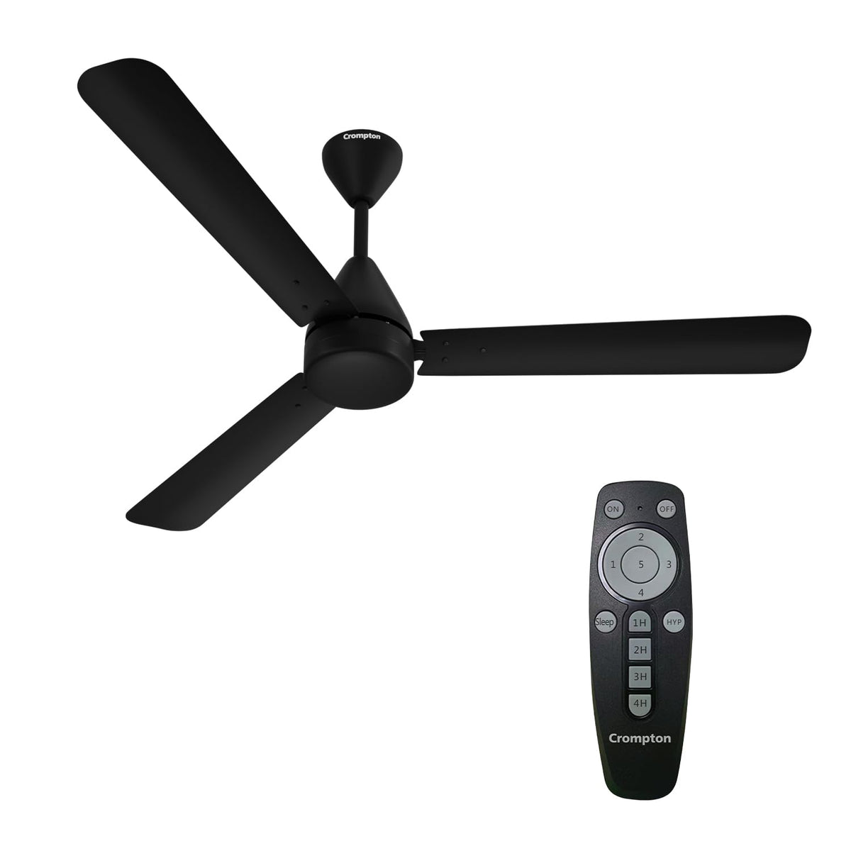 Crompton Energion Hyperjet 1200mm BLDC Ceiling Fan | Point Anywhere Remote Control | BEE 5 Star Rated Energy Efficient | Superior Air Delivery | Anti-Rust | 2 Year Manufacturer Warranty | Matte Black 