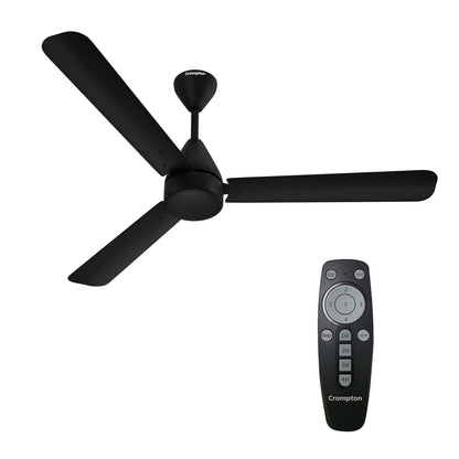Crompton Energion Hyperjet 1200mm BLDC Ceiling Fan | Point Anywhere Remote Control | BEE 5 Star Rated Energy Efficient | Superior Air Delivery | Anti-Rust | 2 Year Manufacturer Warranty | Matte Black 