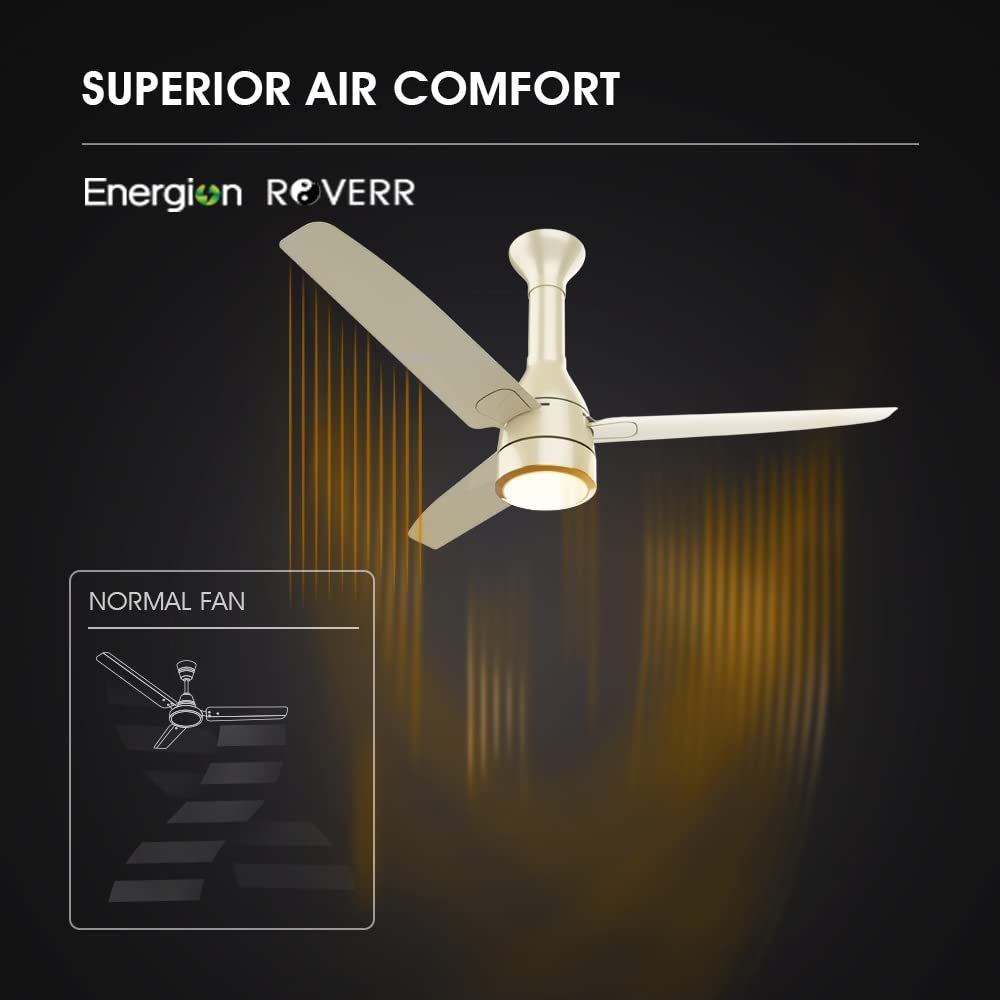 Crompton Energion Roverr Underlight 1200mm BLDC Ceiling Fan | Light Dimming Feature | Remote Control | 5 Years Warranty (Champagne Gold), Pack of 1 