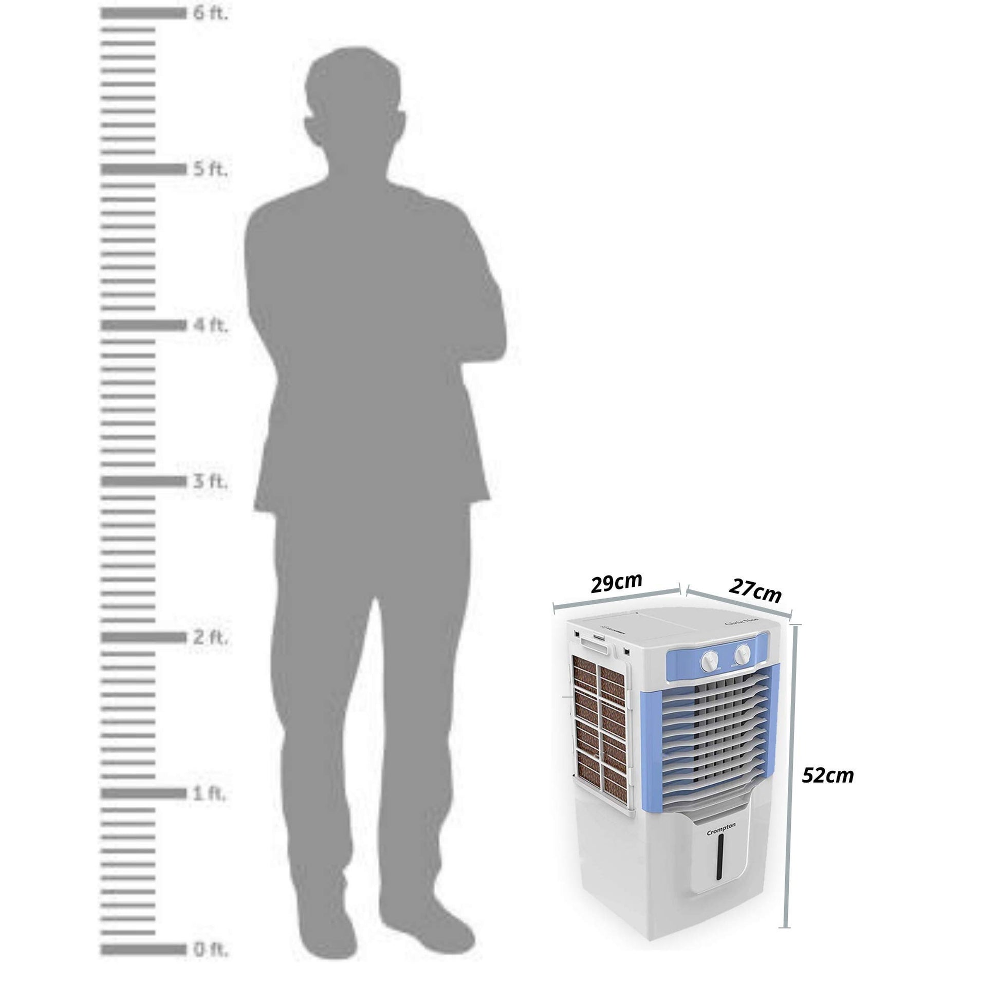 Crompton Ginie Neo Personal Air Cooler - 10L, White and Light Blue 