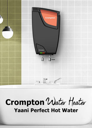 Crompton Gracee 5 Litres instant water heater with 4 Level Advance Safety | 3000W fast heating element | Rust proof Body | 5 years tank warranty | 2 years element warranty, Wall Mounting 