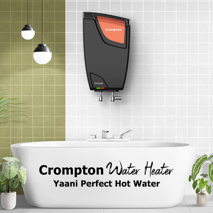 Crompton Gracee 5 Litres instant water heater with 4 Level Advance Safety | 3000W fast heating element | Rust proof Body | 5 years tank warranty | 2 years element warranty, Wall Mounting 