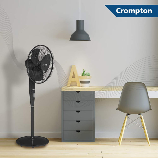 Crompton HighSpeed Torpedo 400 mm Pedestal Fan (Black) 
